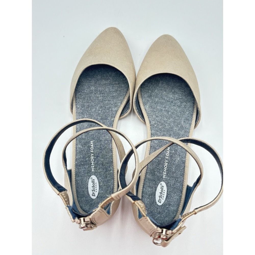 Dr Scholl's Nude Ankle Strap Flats Pointed Toe Memory Foam Shoes Women 9.5 - Picture 5 of 7